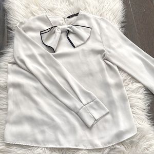 Zara long sleeve blouse with a bow and detail on sleeves